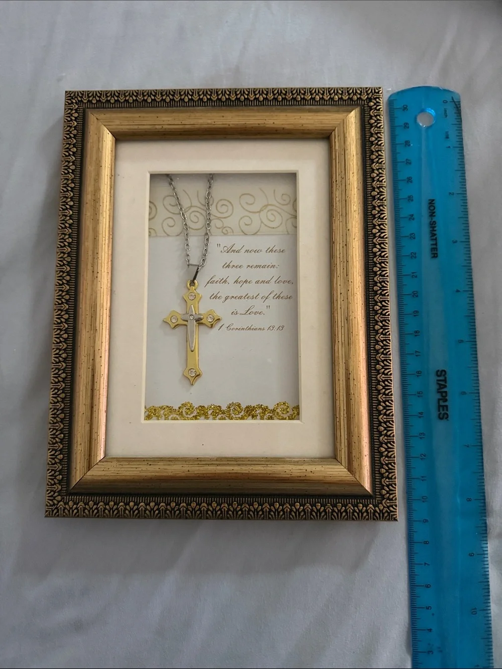 Decorative Gold Frame with Gold Cross Wall Art